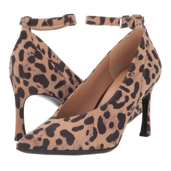 NIB Naturalizer Ace Ankle Strap Pointed Toe Pump  Animal Print Suede Size 7 🐆 - Picture 1 of 6